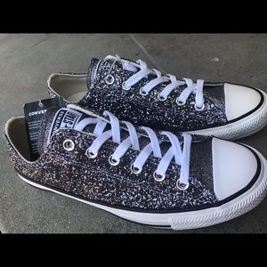 brand new converse ox black glitter low top